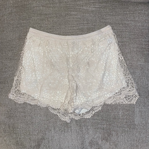 Forever21+ Ivory Floral Crochet Shorts - Picture 2 of 7